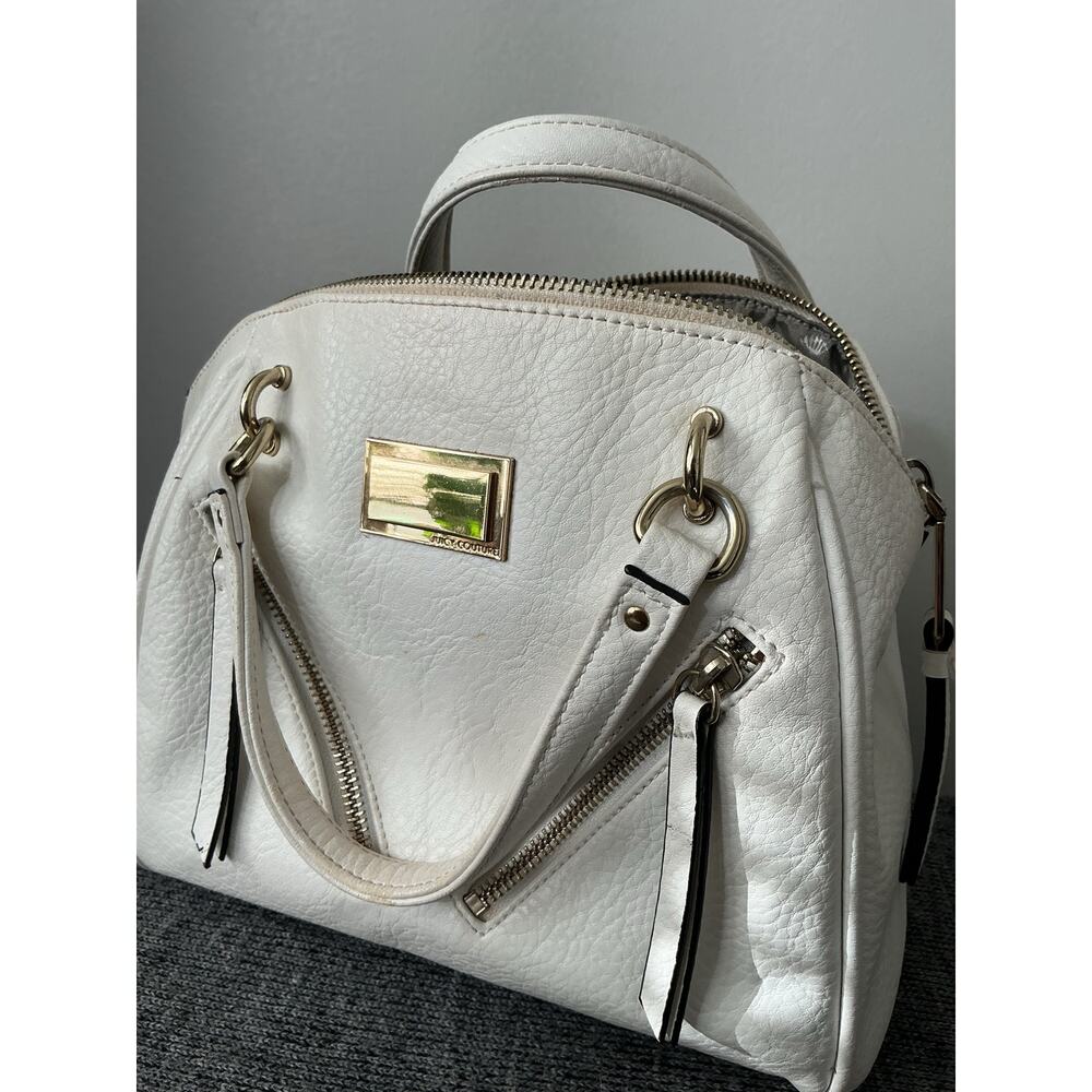 VTG Juicy Couture White Leather Satchel Gold Hardware Y2K